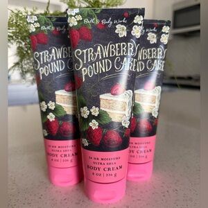 Bath & body Works, strawberry poundcake body cream set of 3